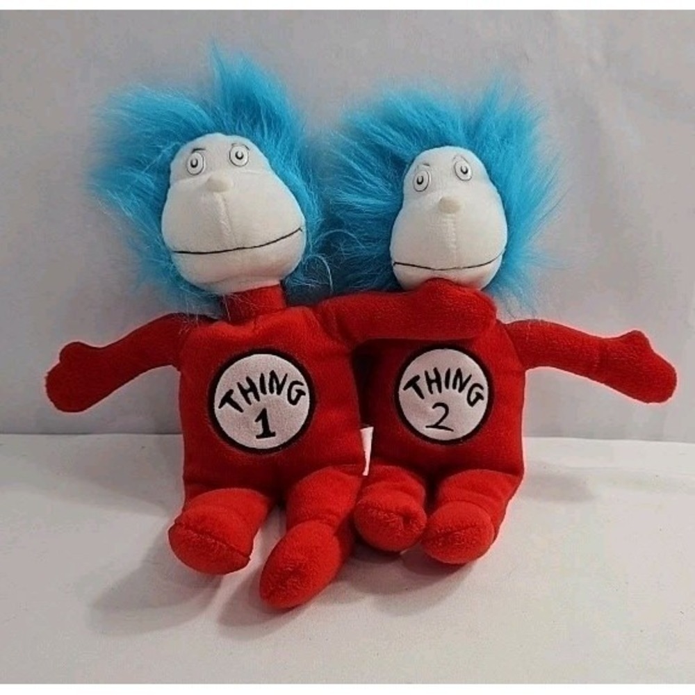 VTG 2003 Dr. Seuss Thing 1 /Thing 2 Cat In The Hat Official Movie Plush Toys EUC